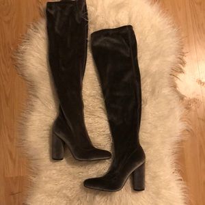 velvet thigh boots